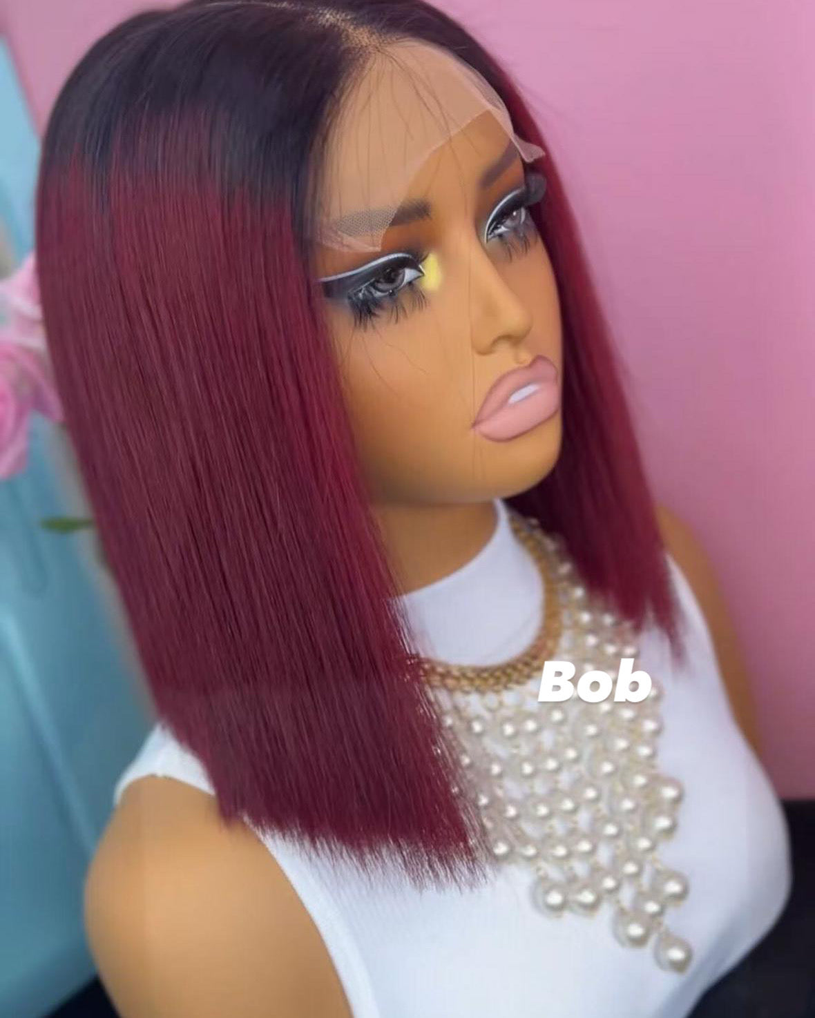13*4 Burgundy Bob Wig